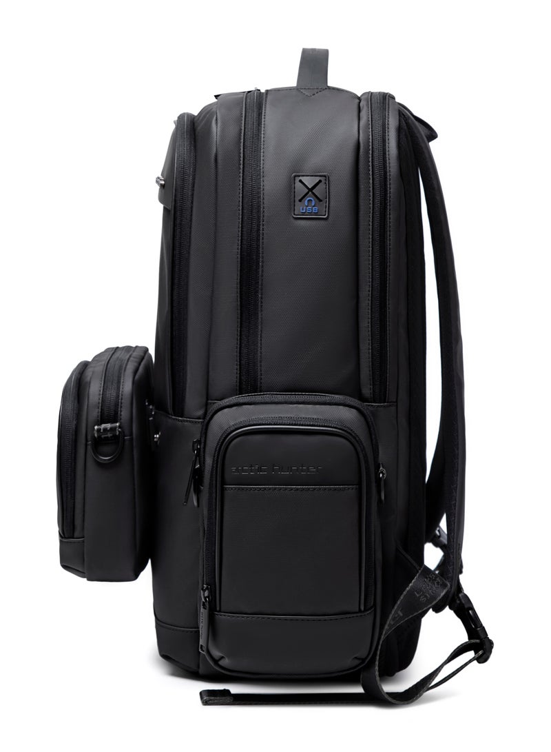 ARCTIC HUNTER 3 in 1 Water Resistant Unisex 17.3 Inch Backpack Convertible Slim Daypack with 2 Small Bag and Built In USB Jack for Casual and Business B00483 Black - Image 4