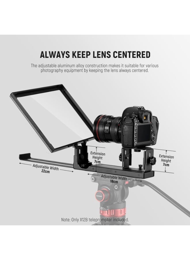 NEEWER BASICS X12B Aluminium Alloy Liftable Teleprompter 12 Inch for iPad Tablet Phone DSLR Camera, Remote Control & App Control, Compatible with iOS Android, Pro for Online Lessons Live Streaming - Image 3