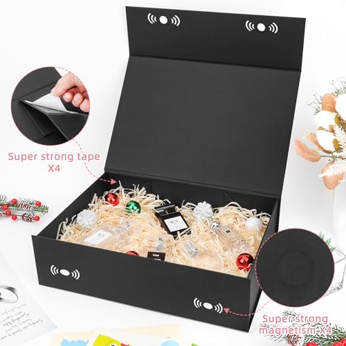 batifine Gift Box, 13x9x3.7 Inch Gift Boxes with Lids for Presents, Magnetic Large Gift Box Bridesmaid Proposal Graduation Birthday Wedding Storage Black Boxes (1 Pack) - Image 5