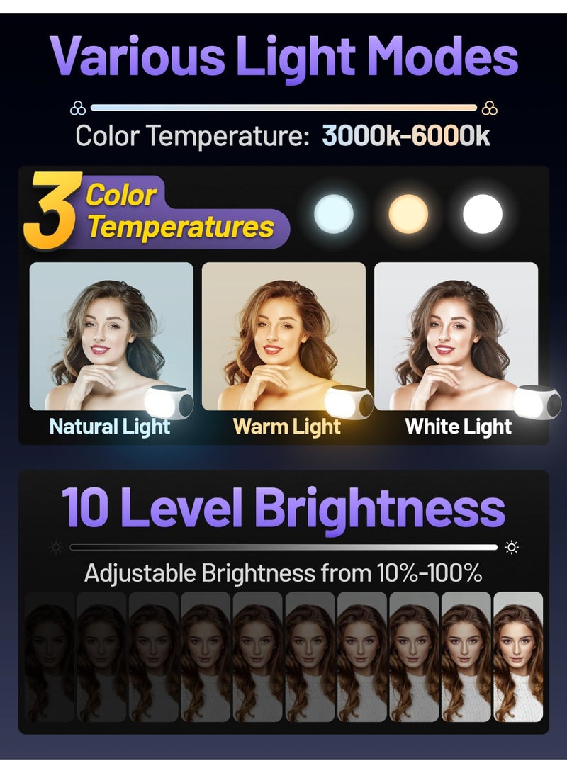 YelaJoy Magnetic Fill Light for Handheld Gimbal Stabilizer, Portable Clip Cell Phone Selfie Light Rechargeable Selfie Light with 3 Lighting Modes, Universal Smartphone Video Shooting Fill Light - Image 2
