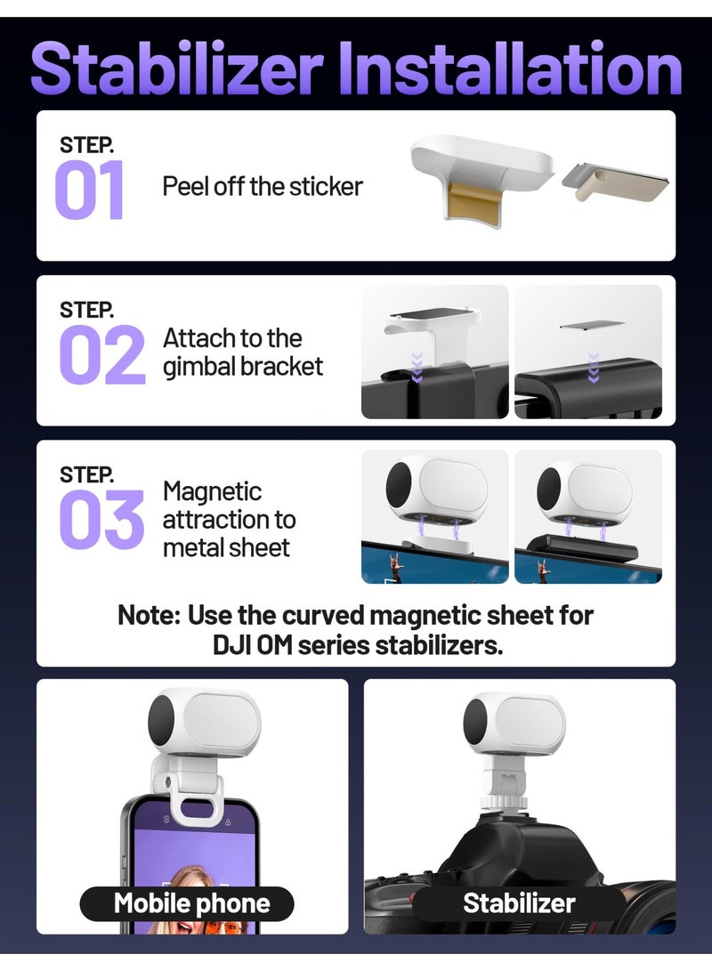 YelaJoy Magnetic Fill Light for Handheld Gimbal Stabilizer, Portable Clip Cell Phone Selfie Light Rechargeable Selfie Light with 3 Lighting Modes, Universal Smartphone Video Shooting Fill Light - Image 4