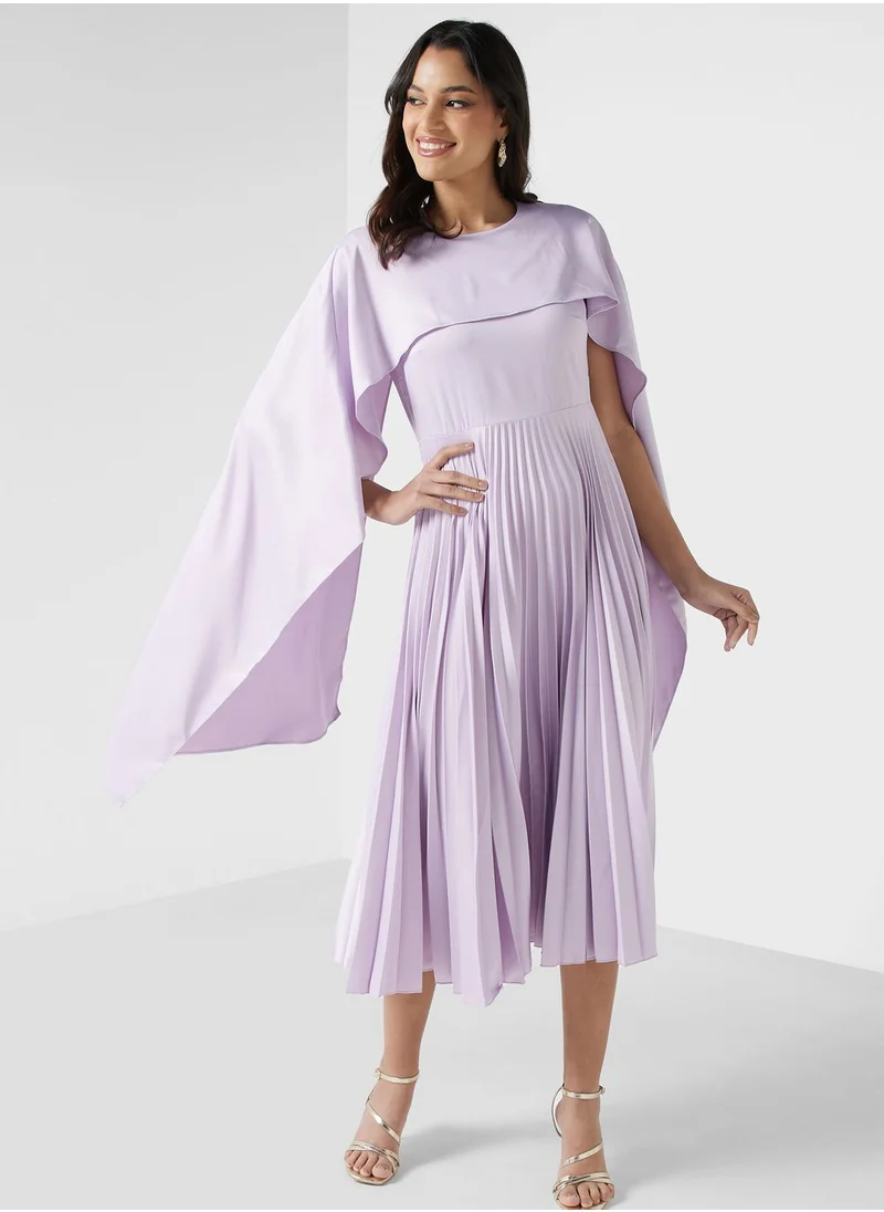 Closet London Cape Sleeves Plisse Dress