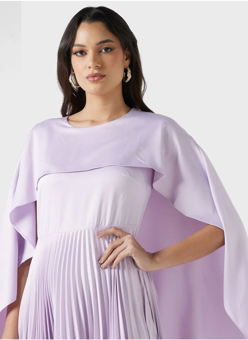Closet London Cape Sleeves Plisse Dress