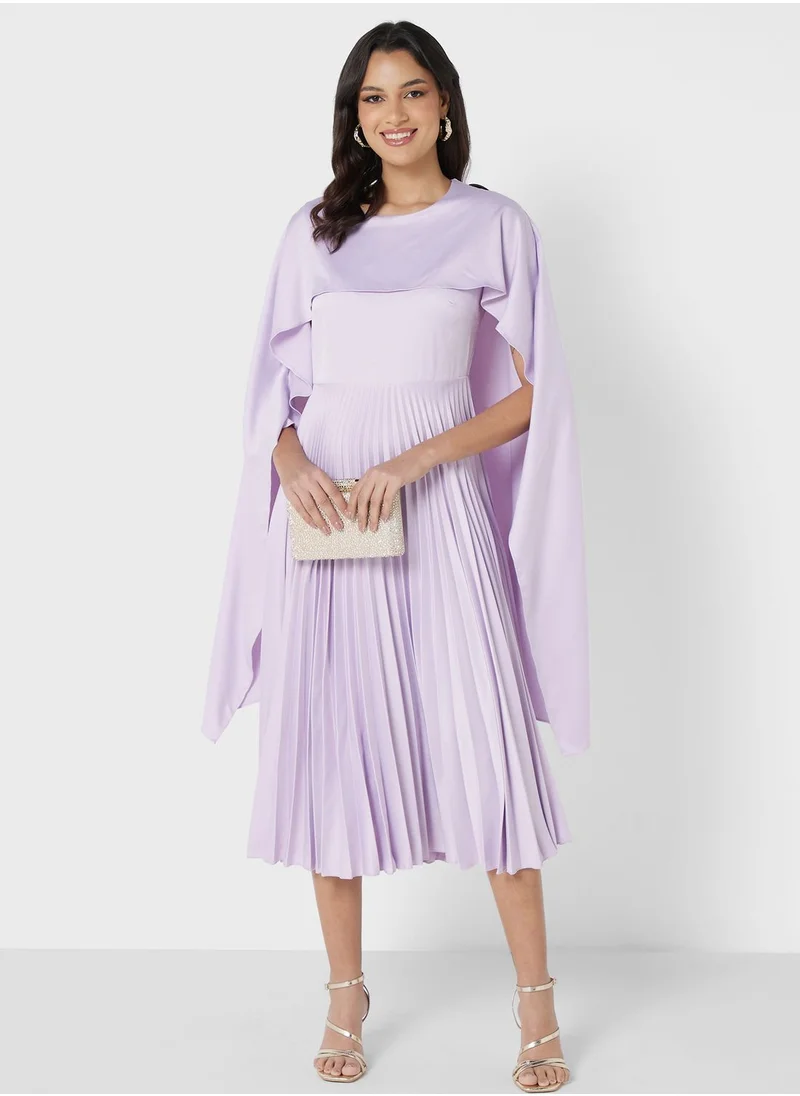 Closet London Cape Sleeves Plisse Dress