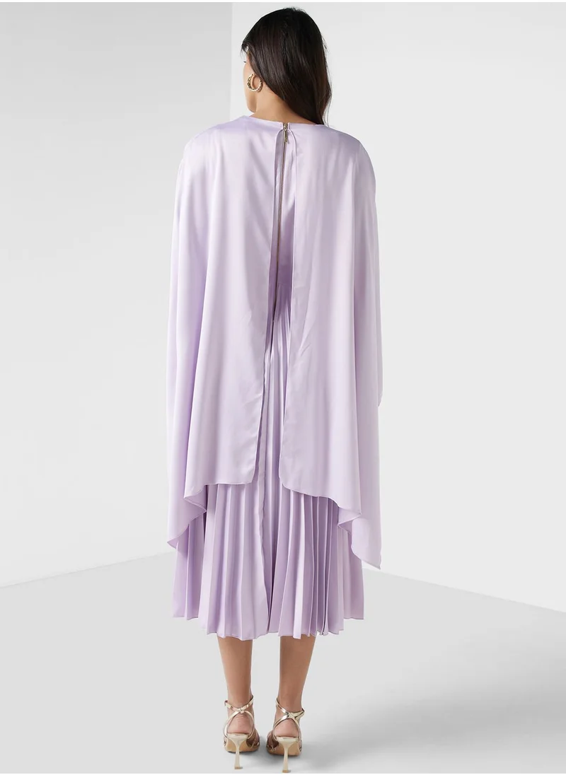 Closet London Cape Sleeves Plisse Dress