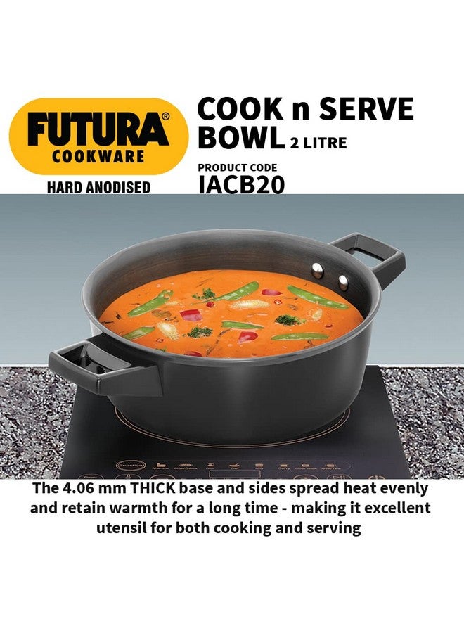 Hawkins Aluminium Futura 2 Litre Cook N Serve Bowl, Hard Anodised Saucepan and Lid, Sauce Pan for Cooking, Black Bowl for Serving, Black (Iacb20),Polished, 2 Liter - Image 4