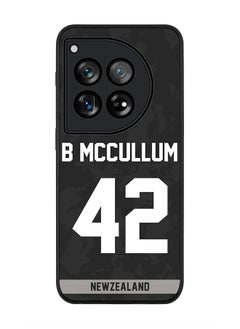 Stylizedd Rugged Black edge case for OnePlus 12R / OnePlus Ace 3 5G, Slim fit Flexible Anti Drop Thin Cover - Team New zealand Brendon McCullum, Jersey No 42  - Image 1
