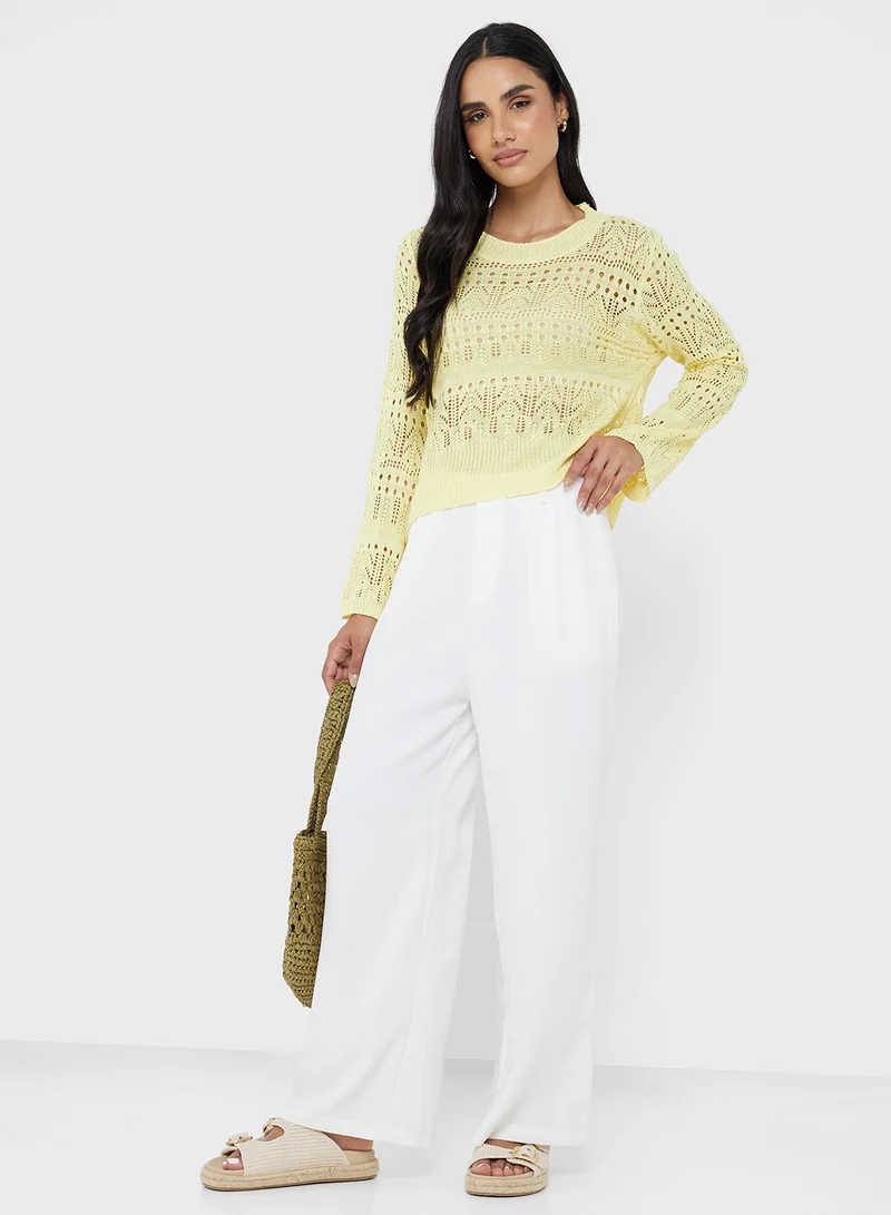 جينجر High Rise Wide Leg Trousers