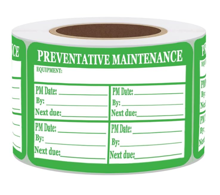 Remarkabel Preventative Maintenance Stickers Labels,3x2 Inch Green Self Laminating Preventative Maintenance Inspection Safety by/Date/Next Due Vinyl Stickers (200 Pcs) - Image 1