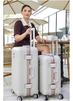 SWISSCASE Hardshell Luggage Set, 20 and 24 Inch, Aluminium Frame, Double Spinner Wheels, Lightweight V801 Set, Disert  - Image 1