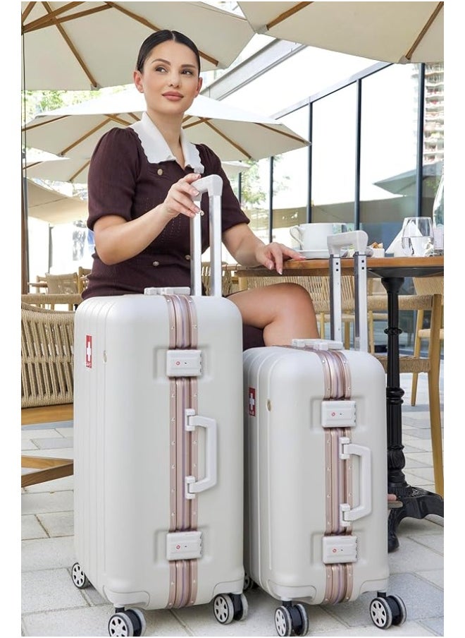 SWISSCASE - Hardshell Luggage Set, 20 and 24 Inch, Aluminium Frame, Double Spinner Wheels, Lightweight V801 Set, Disert - Image 1