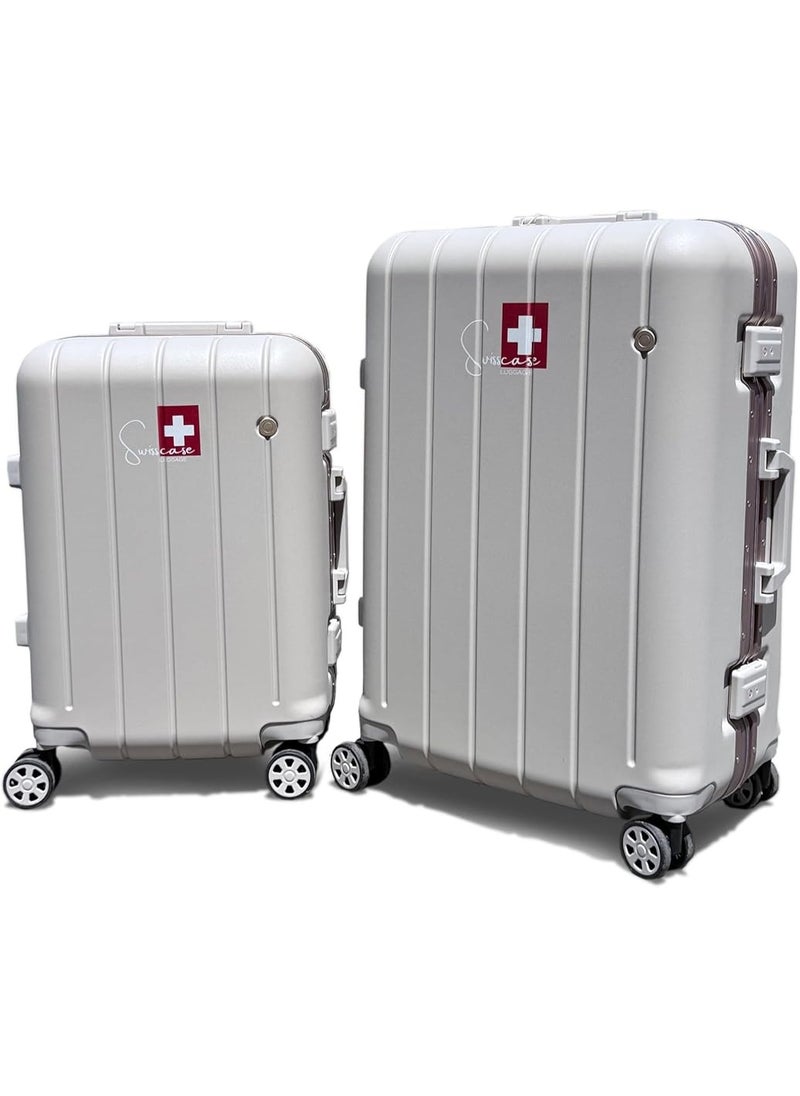 SWISSCASE - Hardshell Luggage Set, 20 and 24 Inch, Aluminium Frame, Double Spinner Wheels, Lightweight V801 Set, Disert - Image 1