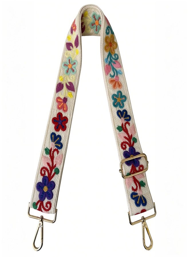 TCOMVEZ Embroidery Flower Purse Strap Replacement Crossbody for Handbags Women Guitar Strap 2 inch Wide Adjustable Bag Straps - Image 1