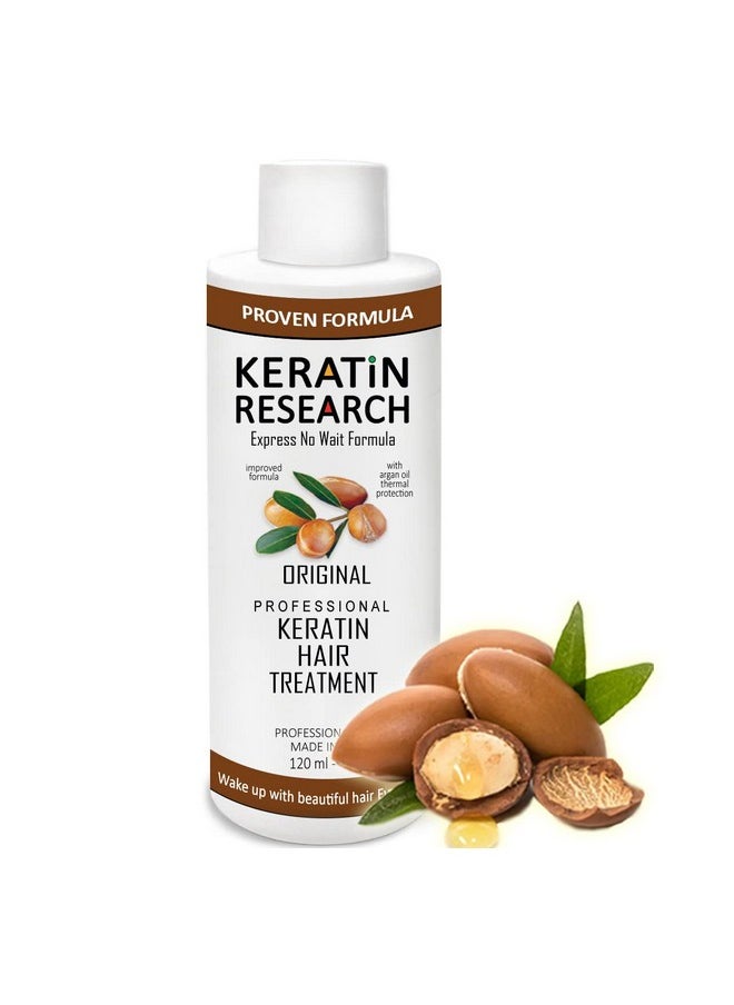KERATIN RESEARCH KERATIN RESEARCH Brazilian Keratin Hair Straightening and Smoothing Blowout Treatment Professional Organic Results shiny Hair with Natural look Queratina Keratina (4 OZ Original)  - Image 1