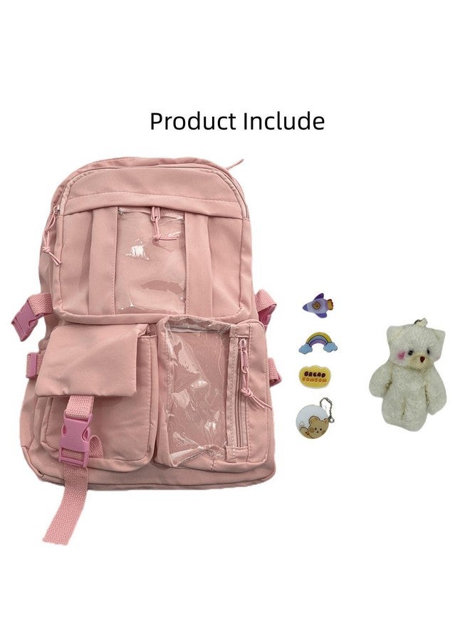 Xfopz Cute Backpacks Waterproof Multi-Pocket Nylon School Backpack for Student Boys Girls Kawaii Laptop School Bag (Black) - Image 2