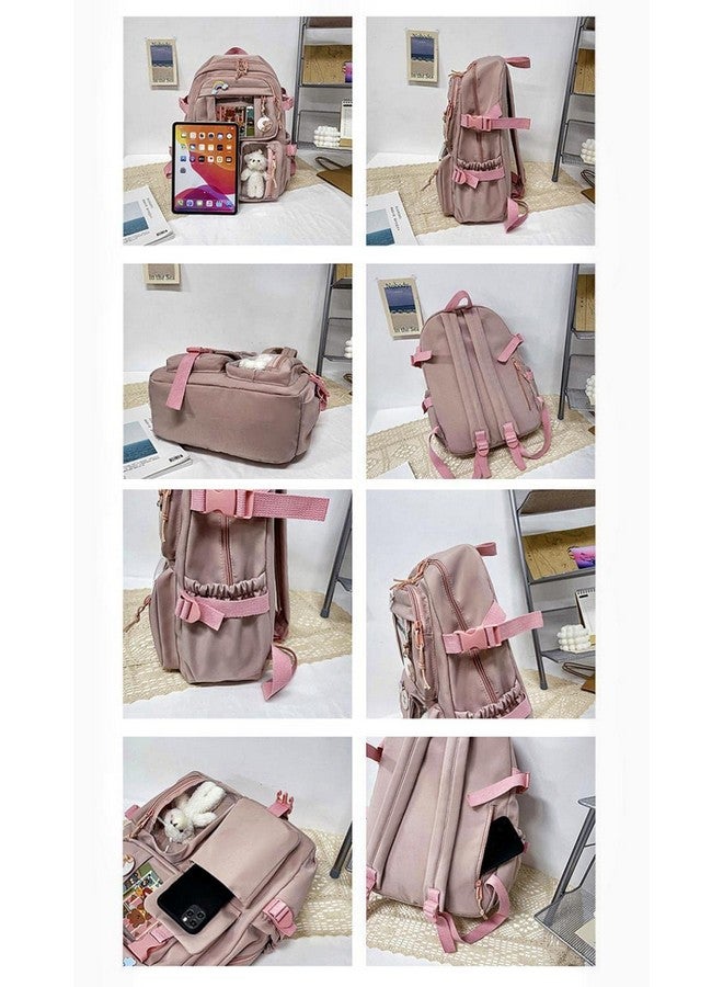 Xfopz Cute Backpacks Waterproof Multi-Pocket Nylon School Backpack for Student Boys Girls Kawaii Laptop School Bag (Black) - Image 5