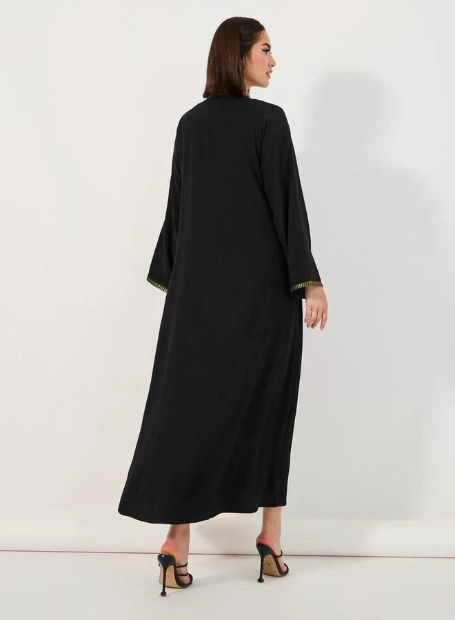Styli Embroidery Edge Crepe Abaya with Under Dress Set