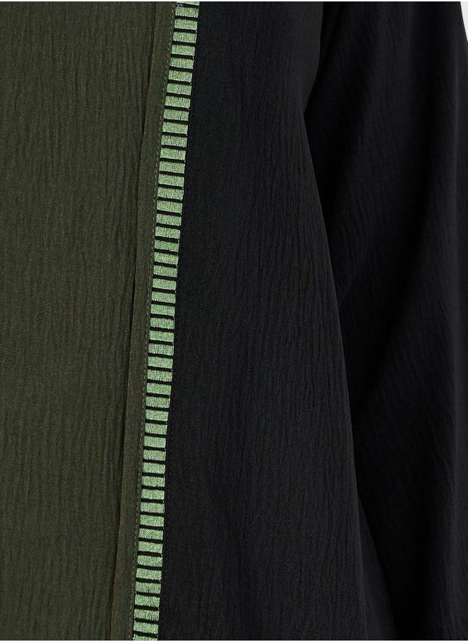 Styli Embroidery Edge Crepe Abaya with Under Dress Set  - Image 3