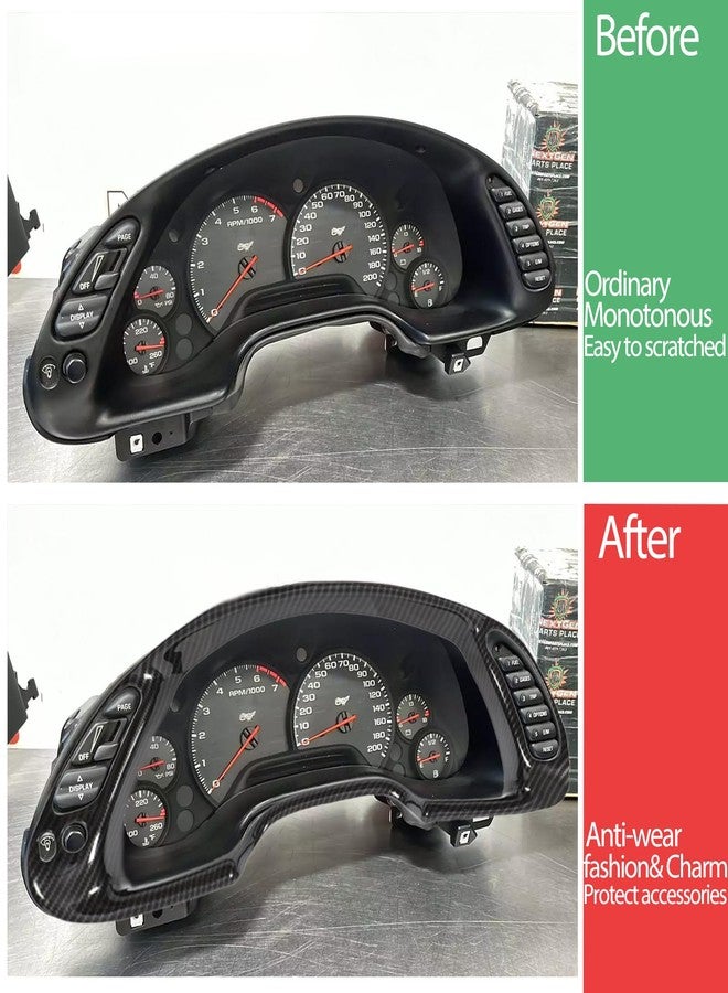 Moittellc غطاء إطار لوحة عدادات Moittellc متوافق مع شيفروليه كورفيت C5 1998-2004، غطاء إطار لوحة عدادات الكونسول الوسطي، ملحقات داخلية (أسود لامع) - Image 2