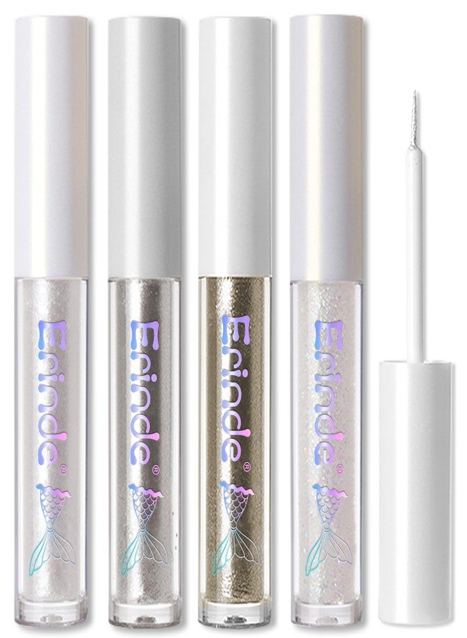Erinde 4PCS Liquid Glitter Eyeshadow Eyeliner Makeup, Shimmer Metallic Eye Liner, Long Wearing Waterproof, Twinkle Under Eye Shadow, Loose Glue for Crystals Eye Makeup - Image 1