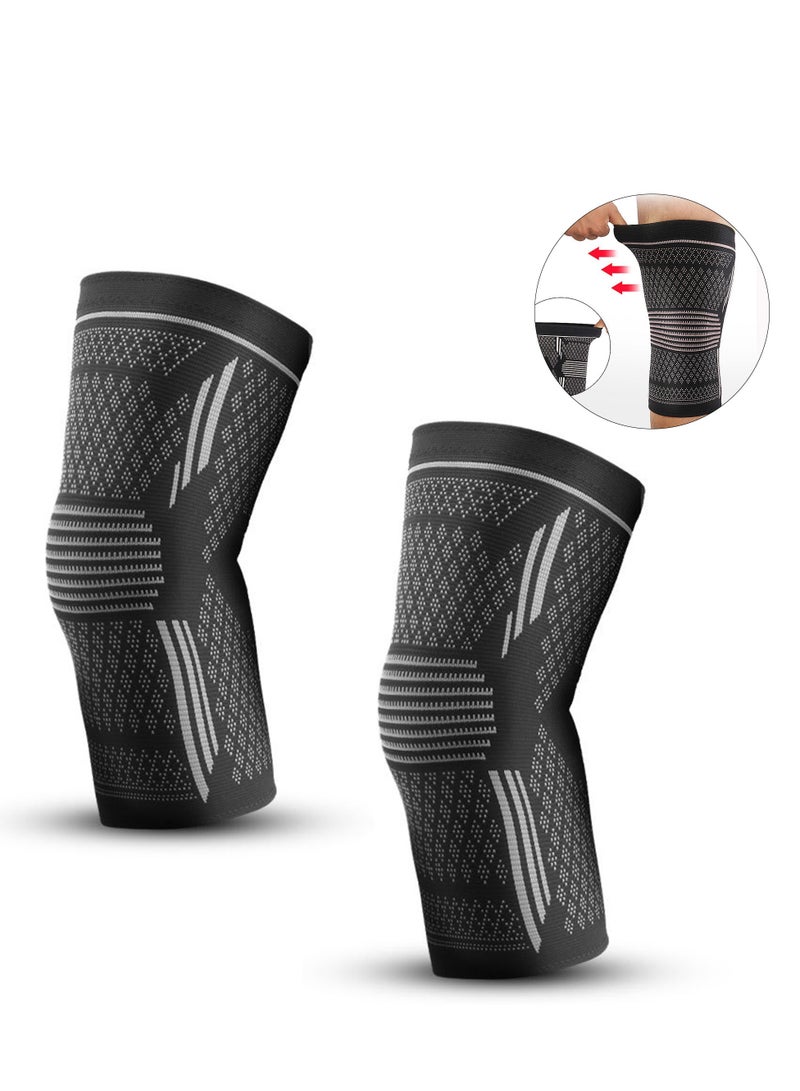 Knee Brace 2 Pack Compression Sleeve Support for Men & Women – Ideal for Weightlifting, Gym Workouts, Hiking, and Sports – Provides Maximum Stability and Pain Relief for Active Lifestyles - Image 1