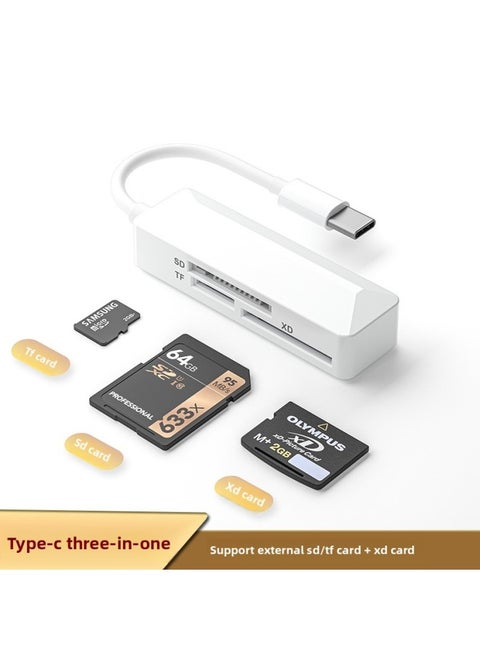 MS Card Reader For Sony For Sony Memory Stick Long And Short Stick Canon Samsung CCD Camera SD/CF/XD-Color:Type-c Port [applicable To Android/For Iphone 15-16] Xd+sd+tf Card Reader-Capacity:USB3.0