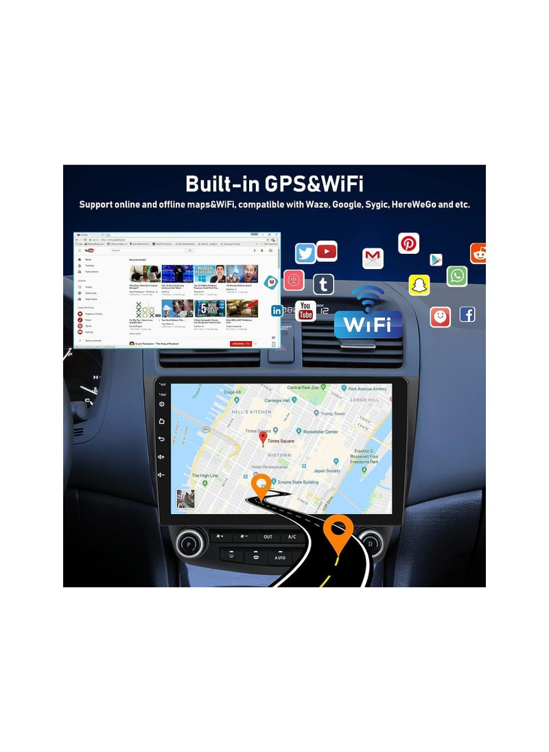 SHEZA STAR - Android Car Stereo for Honda Accord 2003 2004 2005 2006 2007 2GB RAM 32GB ROM Support Apple Carplay, Mirror-Link Wi-Fi BT, Radio GPS Navigation, 10 Inch IPS Touch Screen with Backup Camera Included - Image 1
