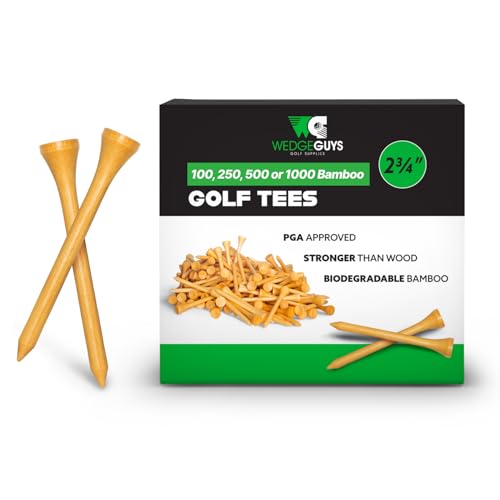 Wedge Guys Bamboo Golf Tees 2-3/4" | 100,250,500 or 1000 pcs. | Extra Durable & Stronger Than Wood Tees | Biodegradable & Less Friction | PGA Professional Approved, Golf Tees Bulk Bag - Image 1