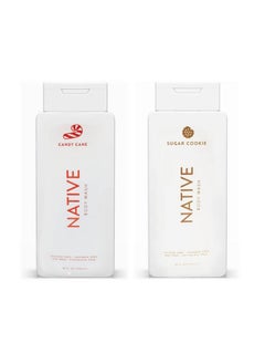 native Native Special Edition Winter Body Wash |for Women & Men | Sulfate Free, Paraben Free, Dye Free, with Naturally Derived Clean Ingredients, 18 oz each (2 Pack) (Candy Cane & Sugar Cookie) 