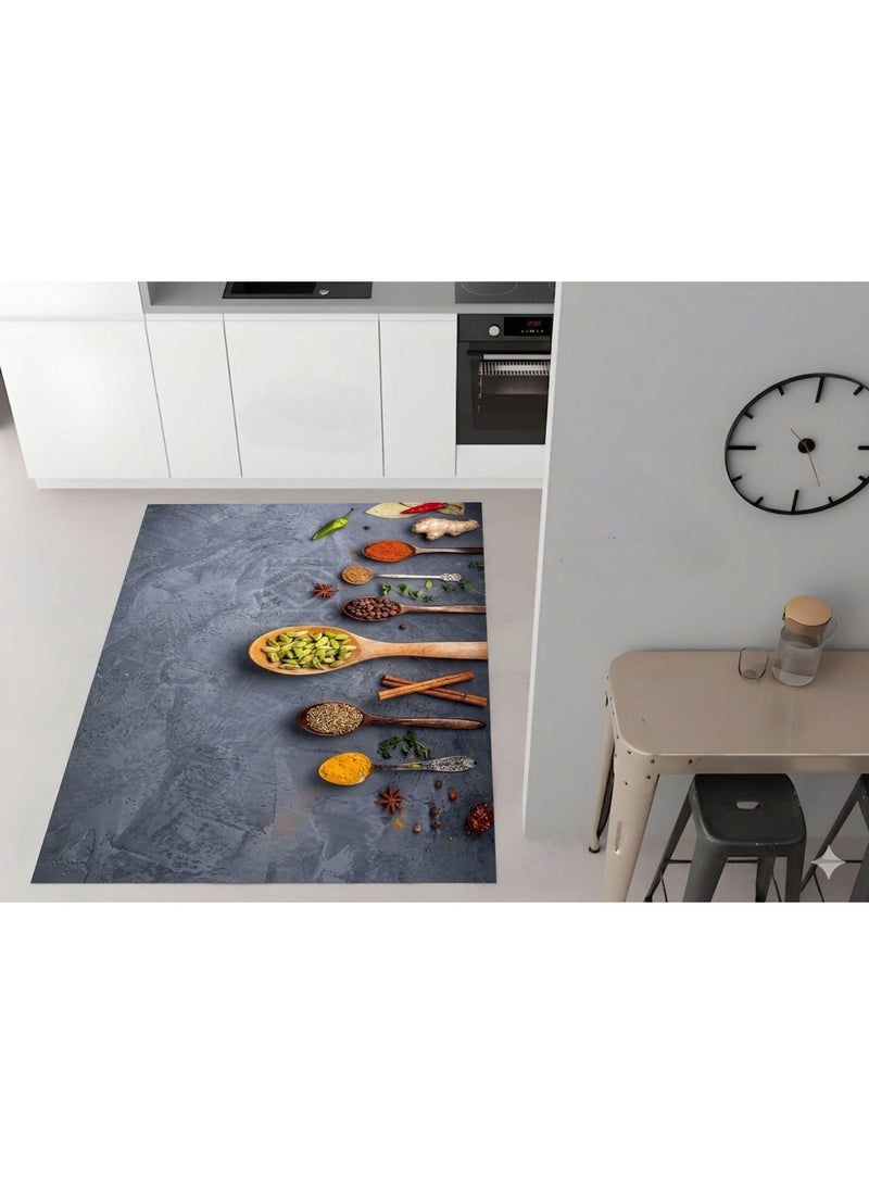شاية مطبخ 3D بتصميم التوابل العطرية - مقاس 120×180 سم - ظهر "دوتس" مانع للانزلاق - قابلة للغسل - Image 2
