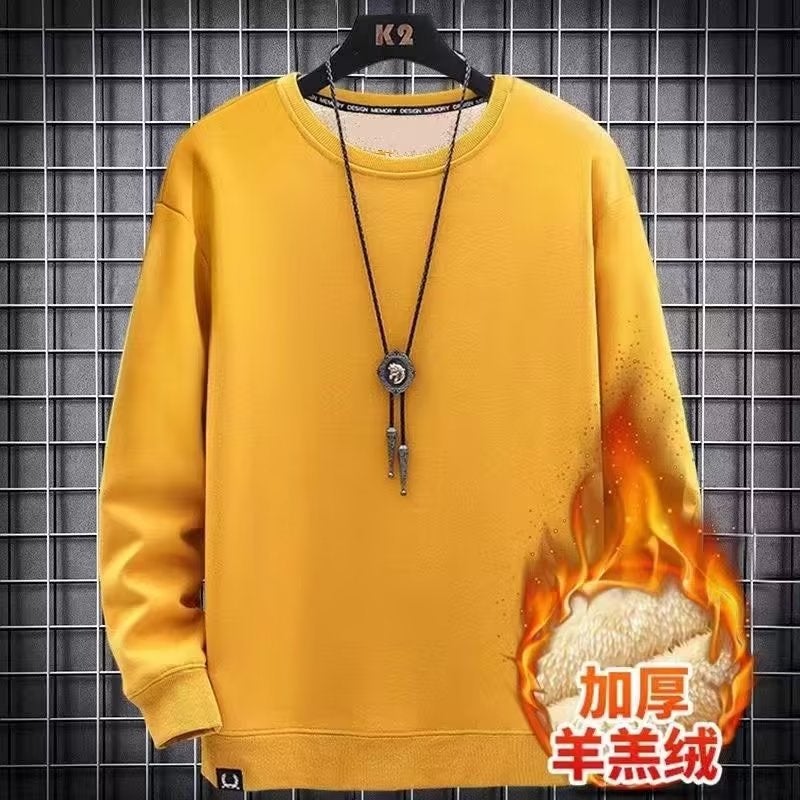 Heavyweight Hoodie Lamb Wool Fleece Unisex Autumn Winter Yellow