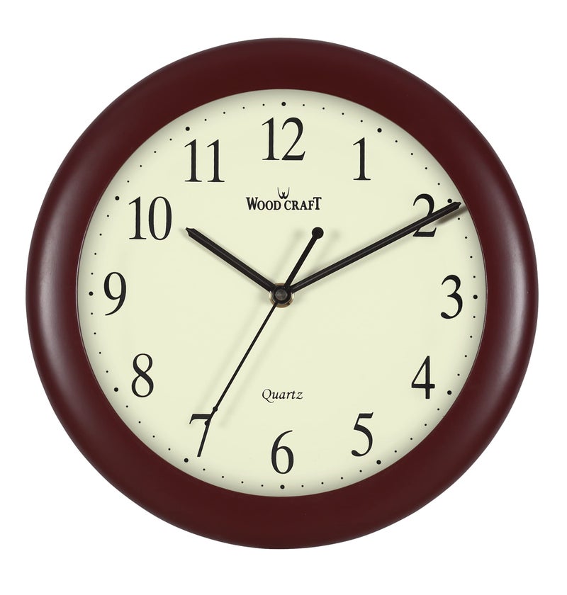 Wood Craft W-17: Traditional Analog Wooden Wall Clock - 24 cm x 24 cm x 4 cm, Round, Dark Brown Frame-Ivory Dial - Image 4