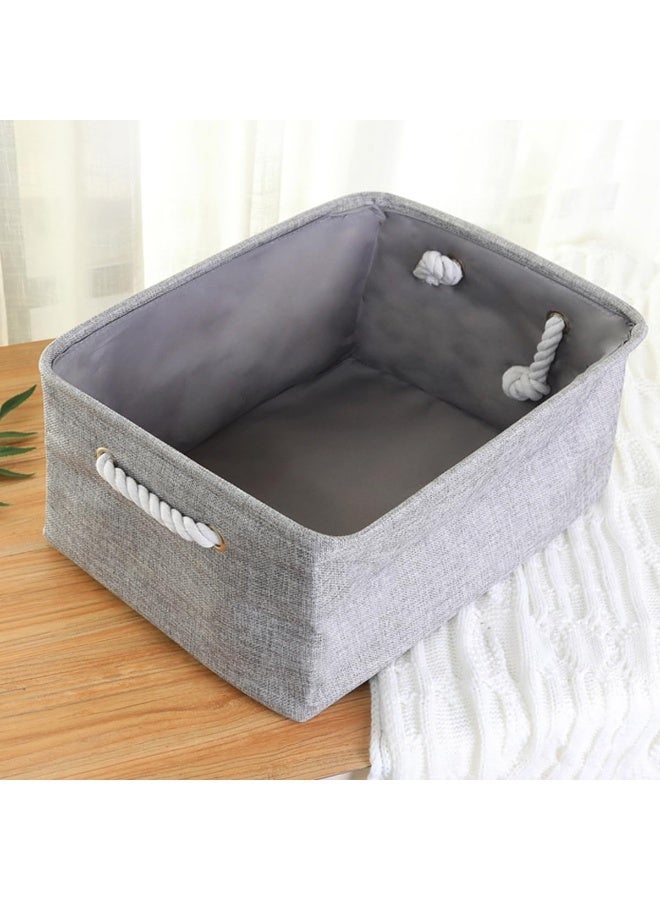 ECVV 3PCS Collapsible Rectangular Storage Basket with Handles, Storage Bins Organizer Shelf Basket for Organizing Shelves, Closets, Clothes, and Toy Grey - Image 5