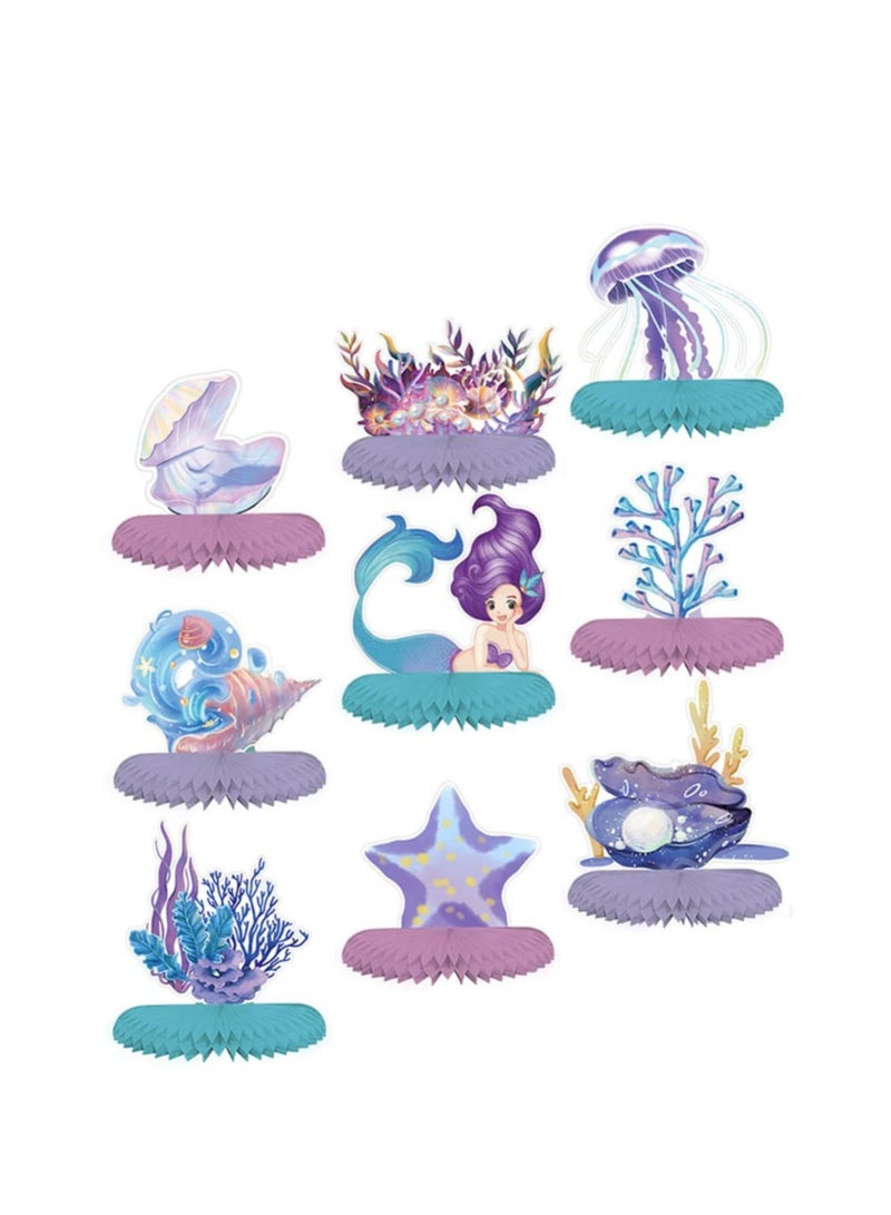SYOSI 9 Pcs Mermaid Table Decorations Mermaid Honeycomb Centerpieces, Sea Animal Party Decoration Supplies for Ocean Mermaid Theme  Baby Shower Wedding Birthday Party Supplies - Image 1