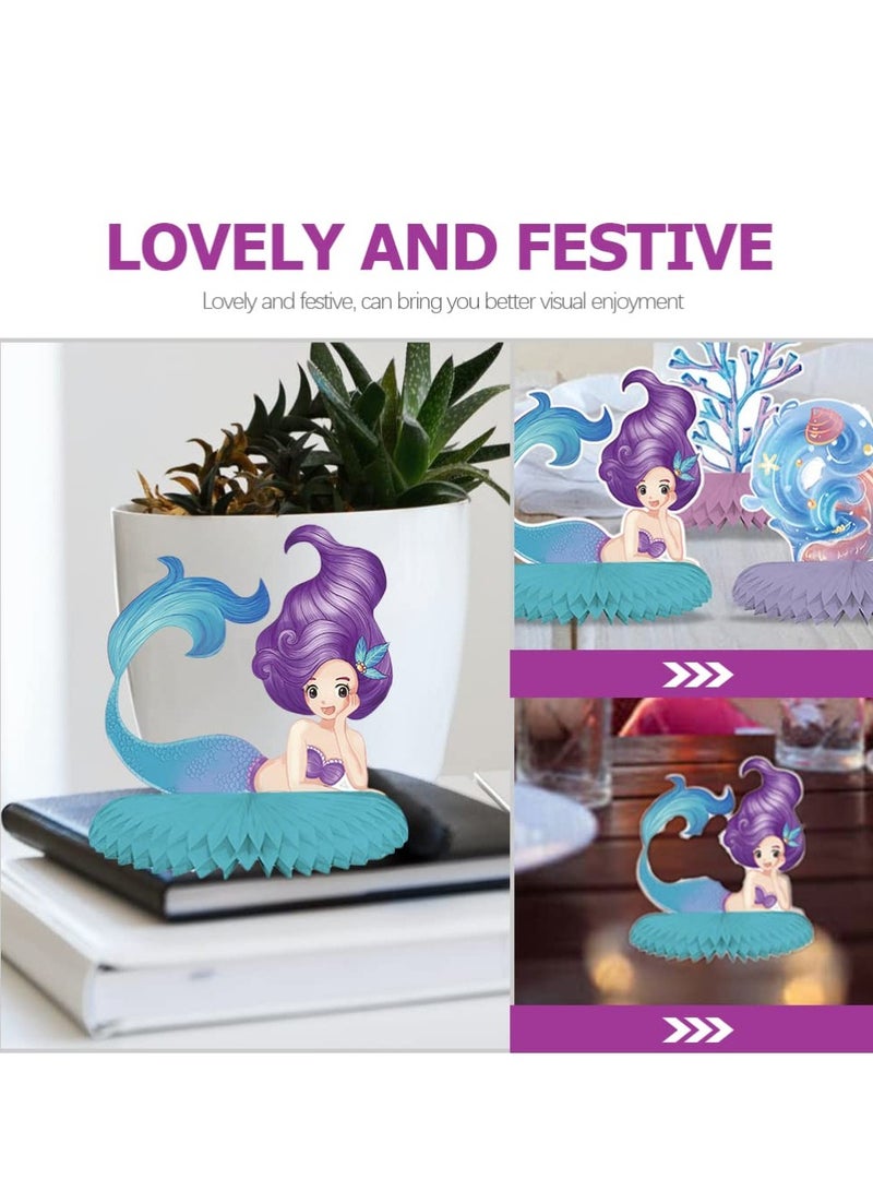 SYOSI 9 Pcs Mermaid Table Decorations Mermaid Honeycomb Centerpieces, Sea Animal Party Decoration Supplies for Ocean Mermaid Theme  Baby Shower Wedding Birthday Party Supplies - Image 2