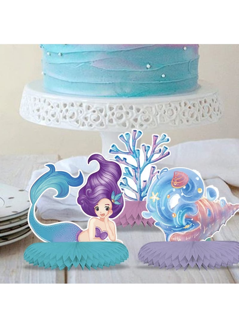SYOSI 9 Pcs Mermaid Table Decorations Mermaid Honeycomb Centerpieces, Sea Animal Party Decoration Supplies for Ocean Mermaid Theme  Baby Shower Wedding Birthday Party Supplies - Image 3