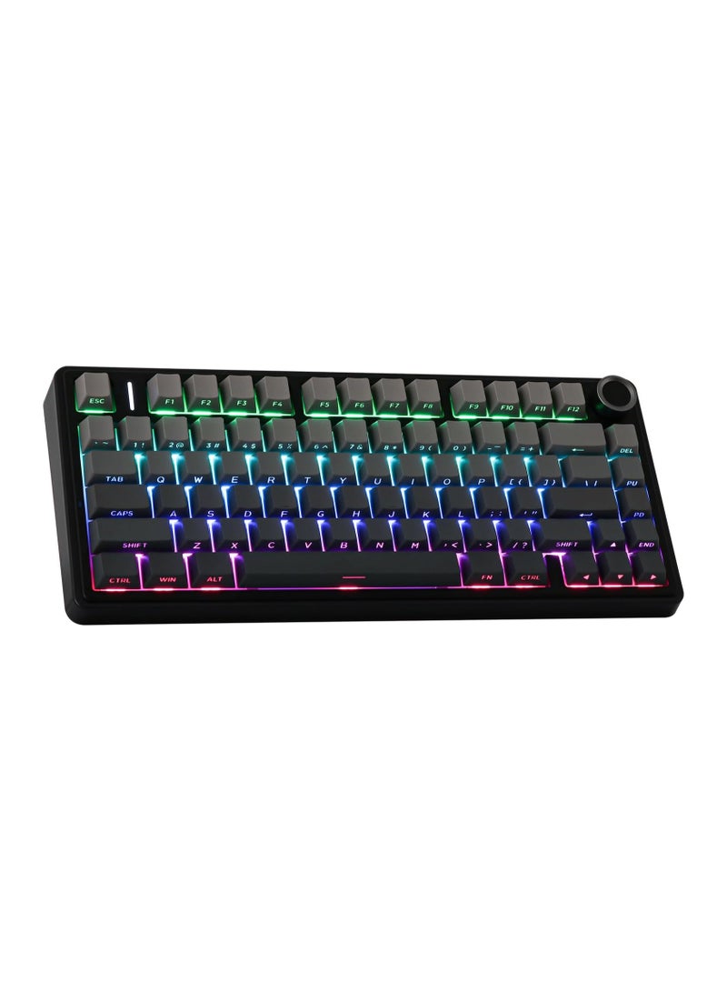 AULA AULA F75 Gasket Mechanical Keyboard, 75% Wireless Hot Swappable Gaming Keyboard with Five-Layer Padding&Knob, Bluetooth/2.4GHz/USB-C, RGB (Black Gradient, LEOBOG Reaper Switch) - Image 1