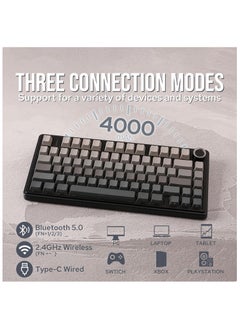 AULA AULA F75 Gasket Mechanical Keyboard, 75% Wireless Hot Swappable Gaming Keyboard with Five-Layer Padding&Knob, Bluetooth/2.4GHz/USB-C, RGB (Black Gradient, LEOBOG Reaper Switch)  - Image 3