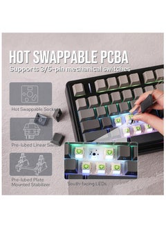 AULA AULA F75 Gasket Mechanical Keyboard, 75% Wireless Hot Swappable Gaming Keyboard with Five-Layer Padding&Knob, Bluetooth/2.4GHz/USB-C, RGB (Black Gradient, LEOBOG Reaper Switch)  - Image 4