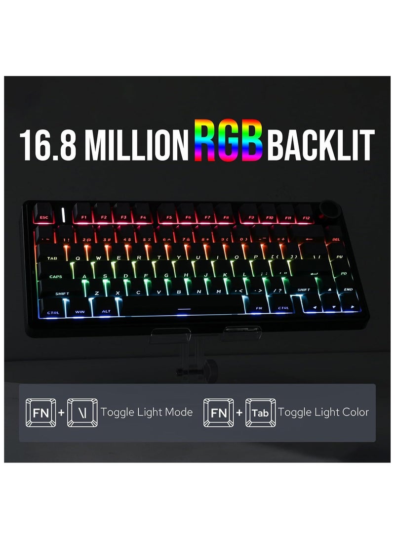 AULA AULA F75 Gasket Mechanical Keyboard, 75% Wireless Hot Swappable Gaming Keyboard with Five-Layer Padding&Knob, Bluetooth/2.4GHz/USB-C, RGB (Black Gradient, LEOBOG Reaper Switch) - Image 5
