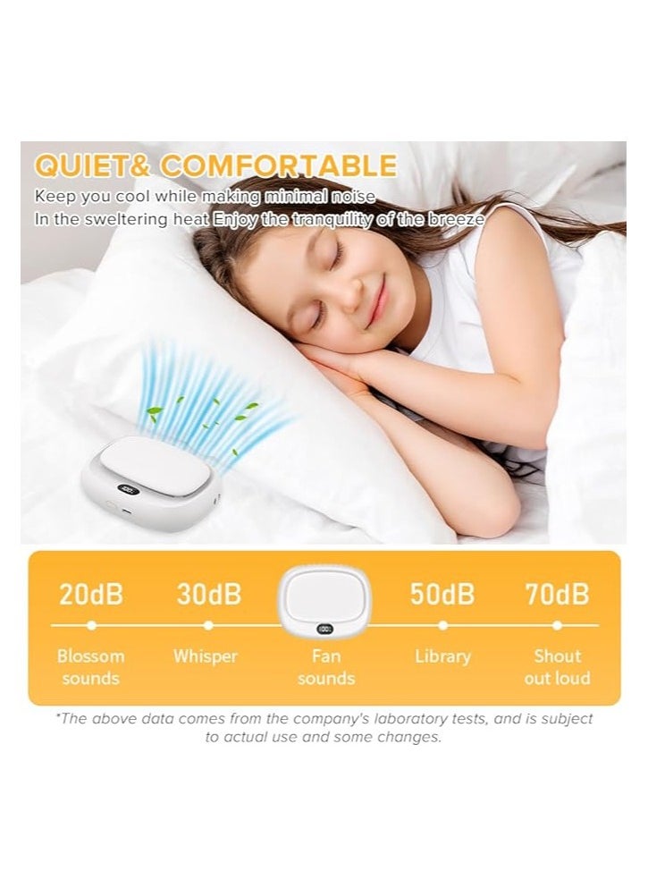 Y&D Portable Neck Fan, Mini Hanging Neck Fan, Yakiter USB Rechargeable Bladeless Mini Personal Fan, 5 Speeds, Adjustable Lanyard, Stand and Waist, for Kids Girls Woman Home Office Outdoor Travel, White  - Image 2