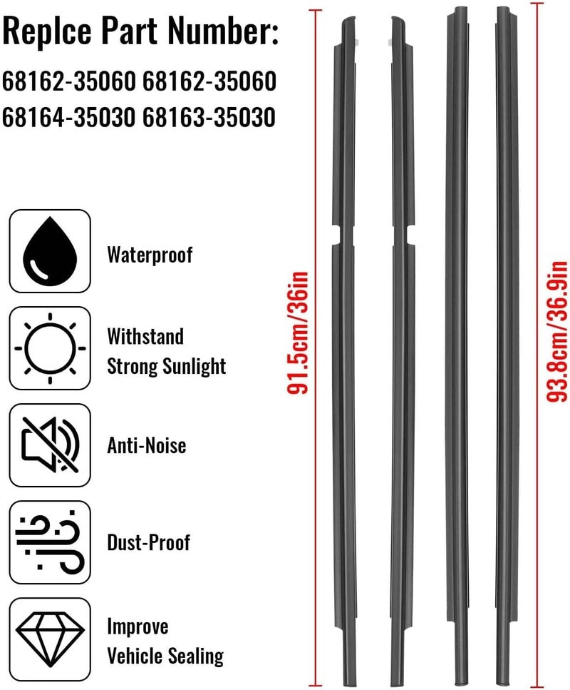 TIKSCIENCE Weatherstrip Window Moulding Trim Seal Belt for Toyota 4Runner 2003-2009 - Image 3