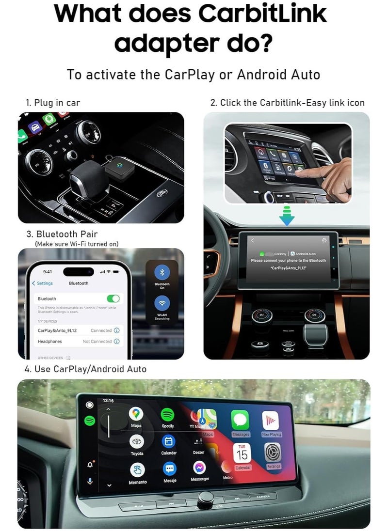 Vierex - Carbitlink To Wireless Carplay Android Auto Dongle Smartlink carbit Link To Streaming Box compatible Vehicle: Jetour, Chery, Hongqi, Changan, JAC, Geely, Baic, GAC, Dongfeng - Image 1