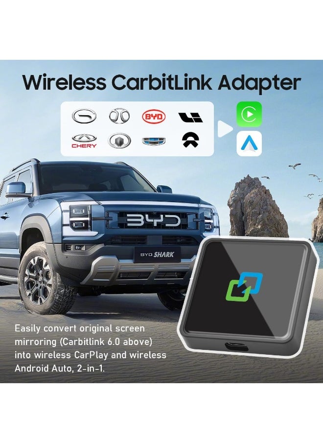 فيريكس محول Carbitlink اللاسلكي لـ Carplay Android Auto من Smartlink carbit Link إلى صندوق البث المتوافق مع المركبات التالية: Jetour، Chery، Hongqi، Changan، JAC، Geely، Baic، GAC، Dongfeng  - Image 2