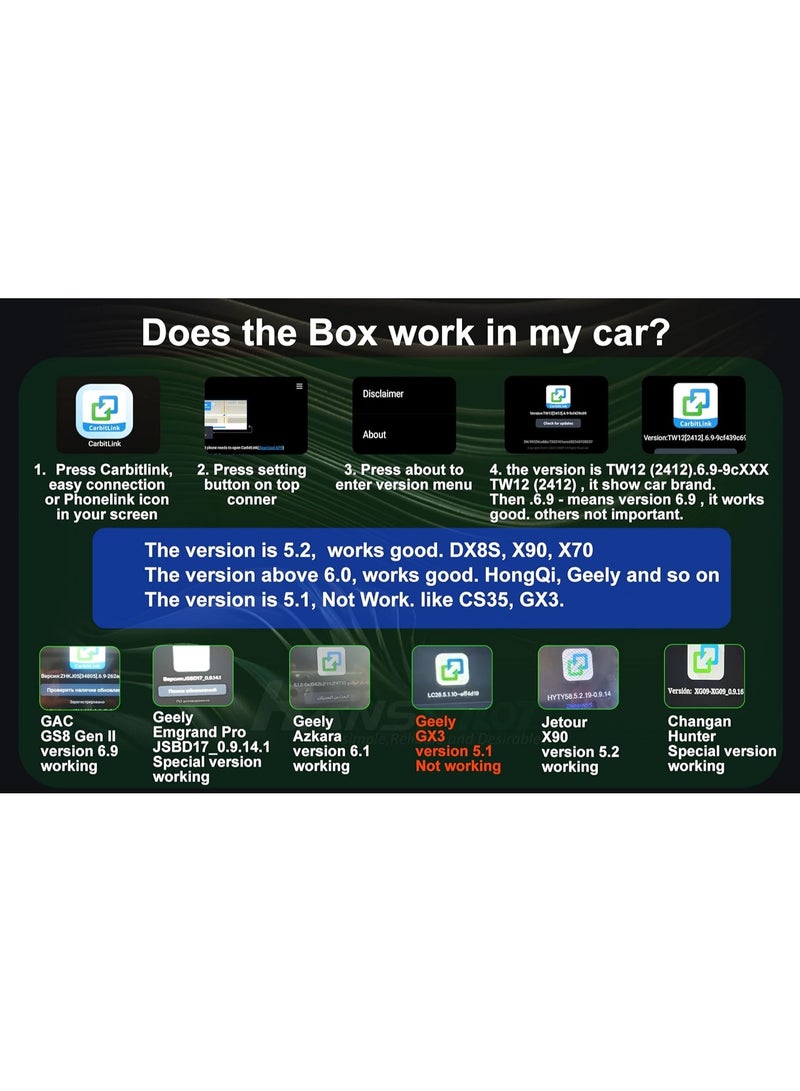 Vierex Carbitlink Wireless CarPlay & Android Auto Adapter for Chinese Cars with Phone Link/Easy Connect – Compatible with Jetour, Chery, Geely, Bestune, Hongqi, JAC, Emgrand, Changan, Baic, GAC, Dongfeng - Image 5