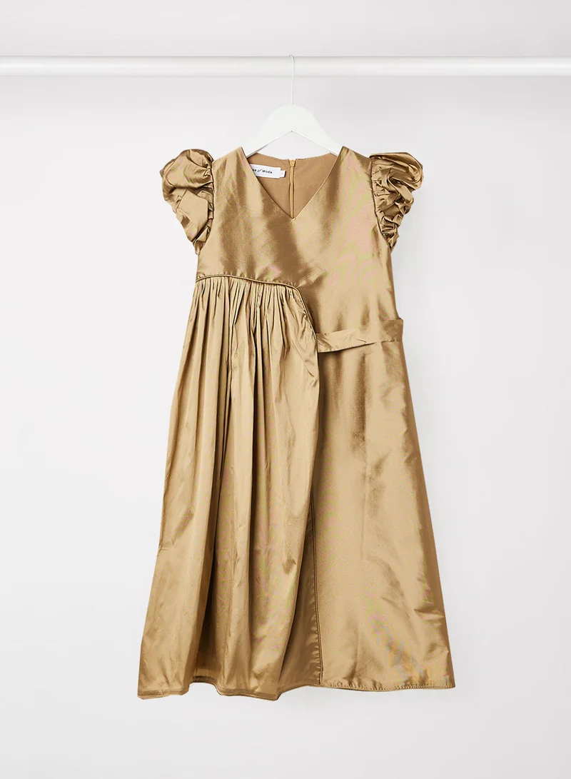 House of Moda Kids Asymmetric Draped Pleat Dress