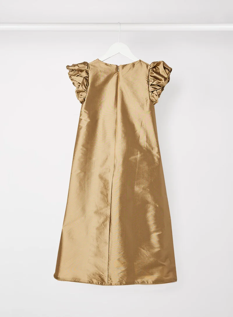 House of Moda Kids Asymmetric Draped Pleat Dress