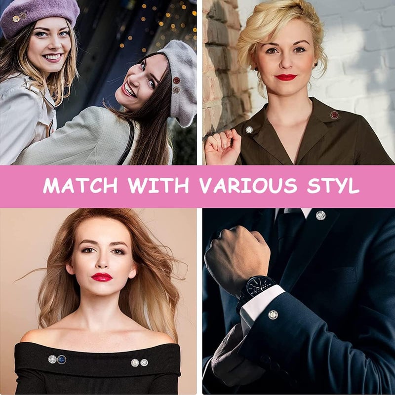 HANNEA® 30Pcs Pearl Buttons Brooch Pin for Women, Safety Button Pins, Instant Rhinestone Saree Pin Cover Up Shirt Exposure Buttons for Clothing, Dress, Hat (Sewing-free) - Image 5