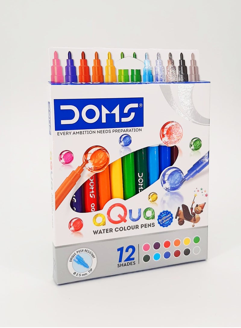 DOMS aQUa Water Colour Pen 12 Shades - Image 1