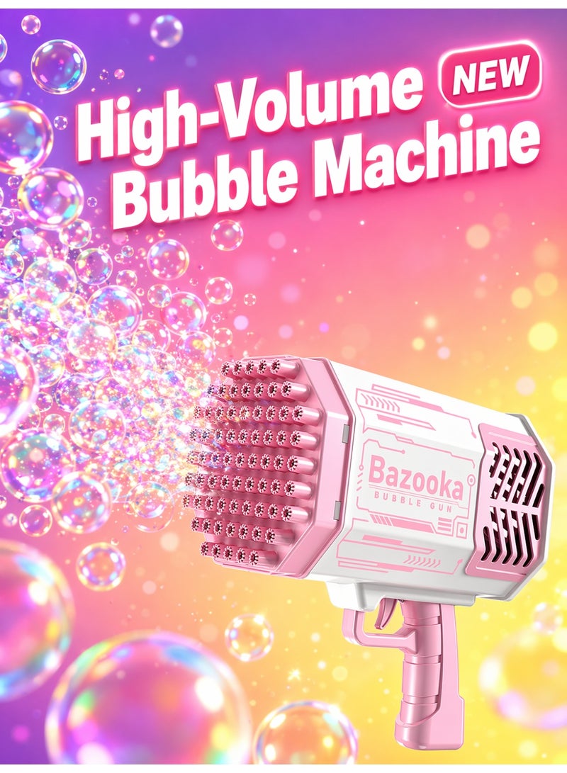 Bazooka Colourful Lights Bubble Machine for Kids, Automatic Bubble Gun Maker with Music, 69 Holes High Output Bubble Maker, Rechargeable Outdoor Summer Toy Gift for Party Birthday Wedding - Image 1